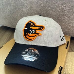 New Era Gray and Black Orioles 9FORTY Cap with Orange Logo